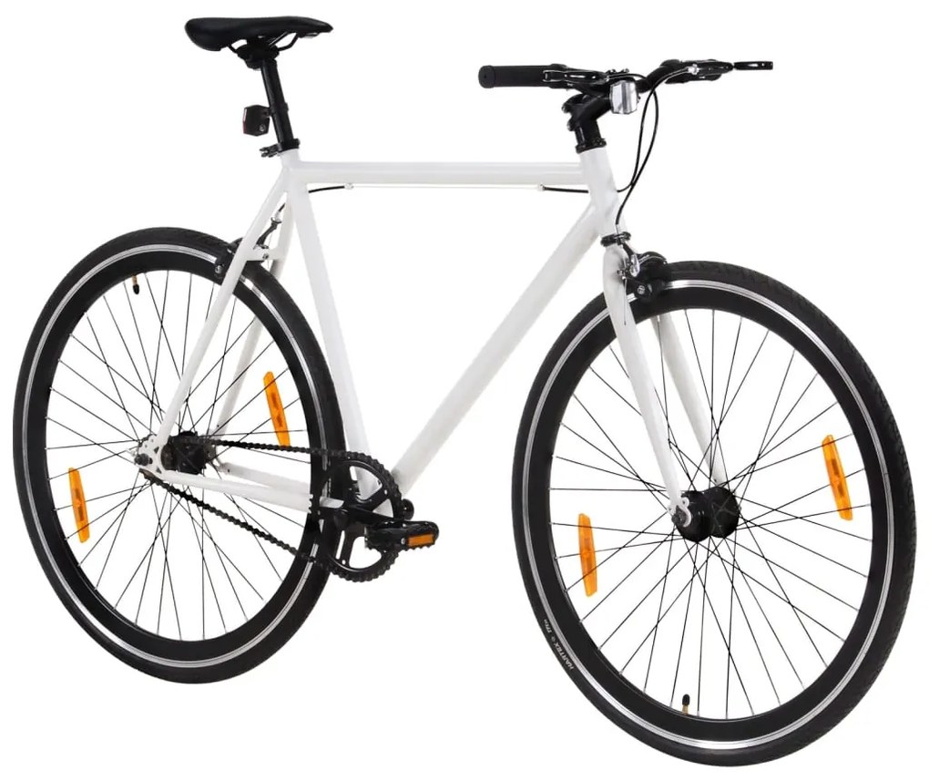 Bicicleta de mudanças fixas 700c 55 cm branco e preto