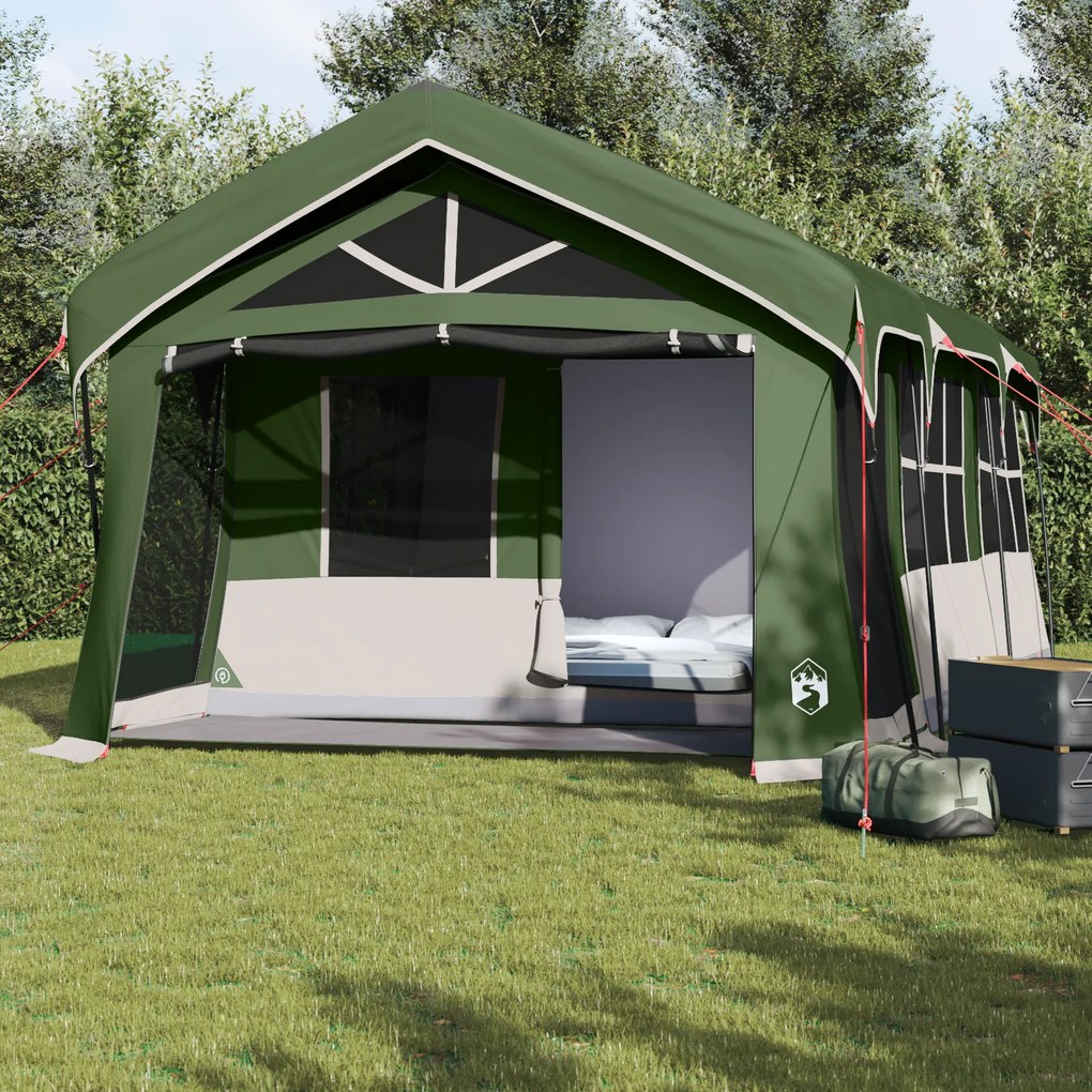 Tenda de Camping vidaXL com Janelas Verde para 10 Pessoas à Prova d'Água