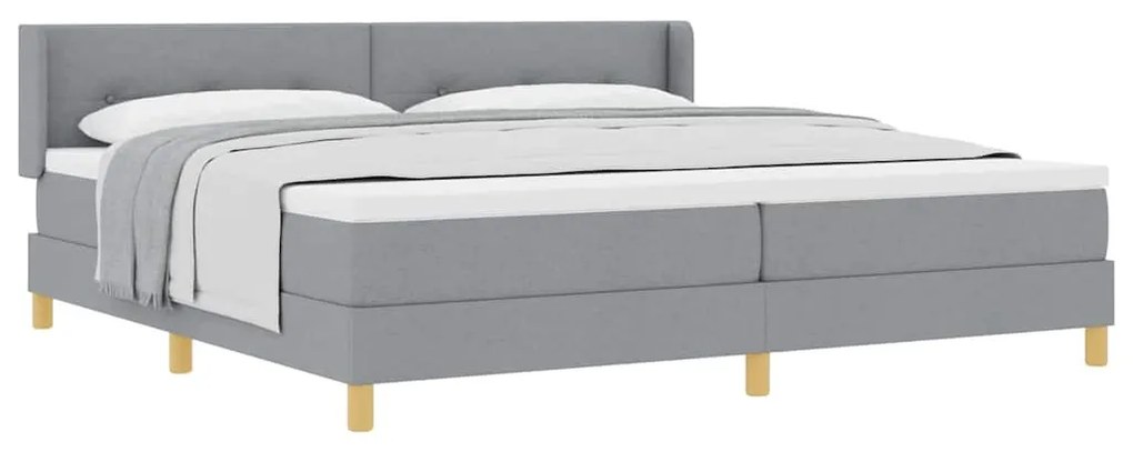 Cama Box com Colchão Cinza Claro - 200 x 200 cm de Tecido