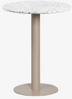 Mesa De Bar Redonda Ø60 Cm Em Terraço Xiren Terrazzo Marfim E Preto - Castanho Moka - Sklum