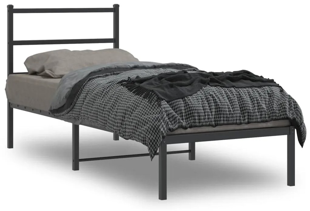 vidaXL Estrutura de cama com cabeceira 80x200 cm metal preto