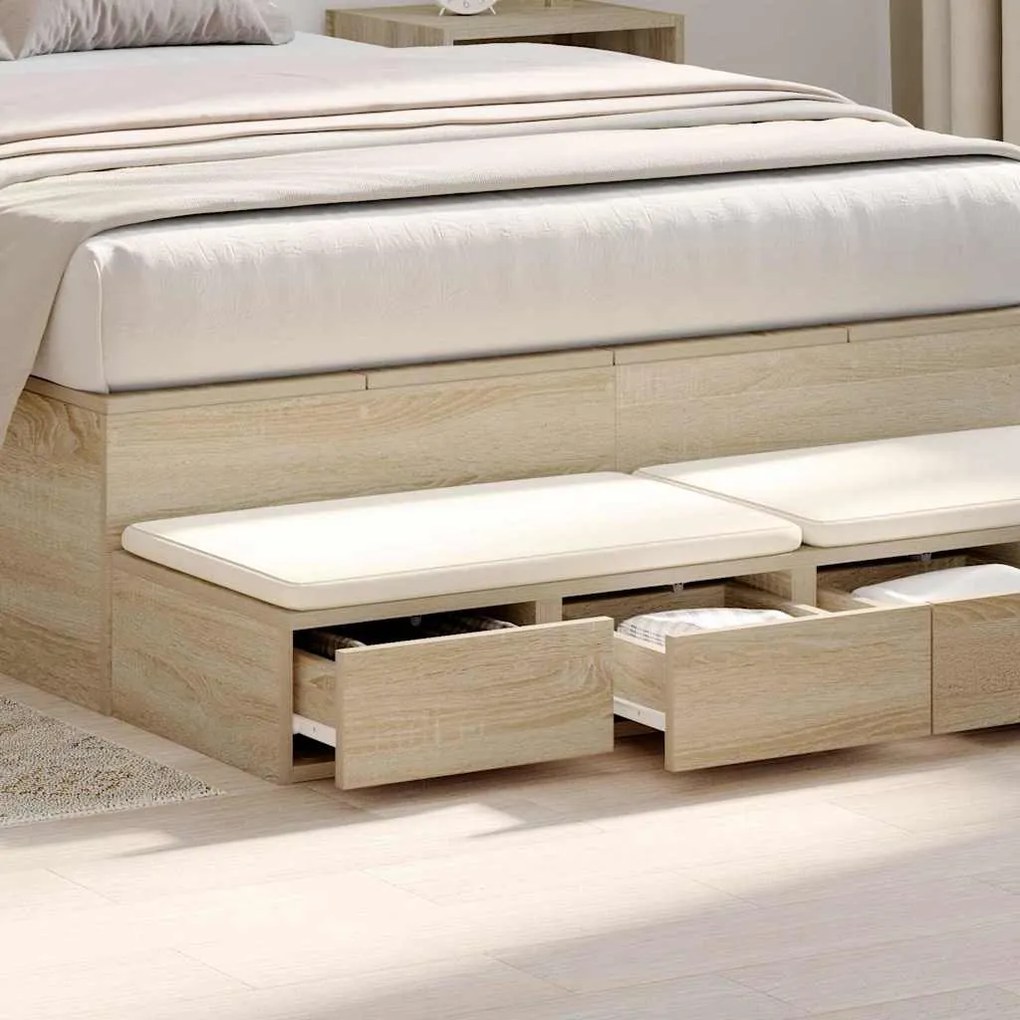 Gavetas para Cama Carvalho de Sonoma 120x36,5x16,5 cm Madeira Engenhei