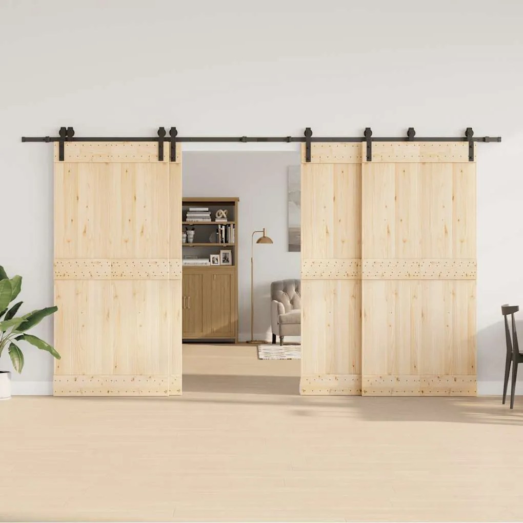 Kit de ferragens para porta deslizante 400 cm aço preto