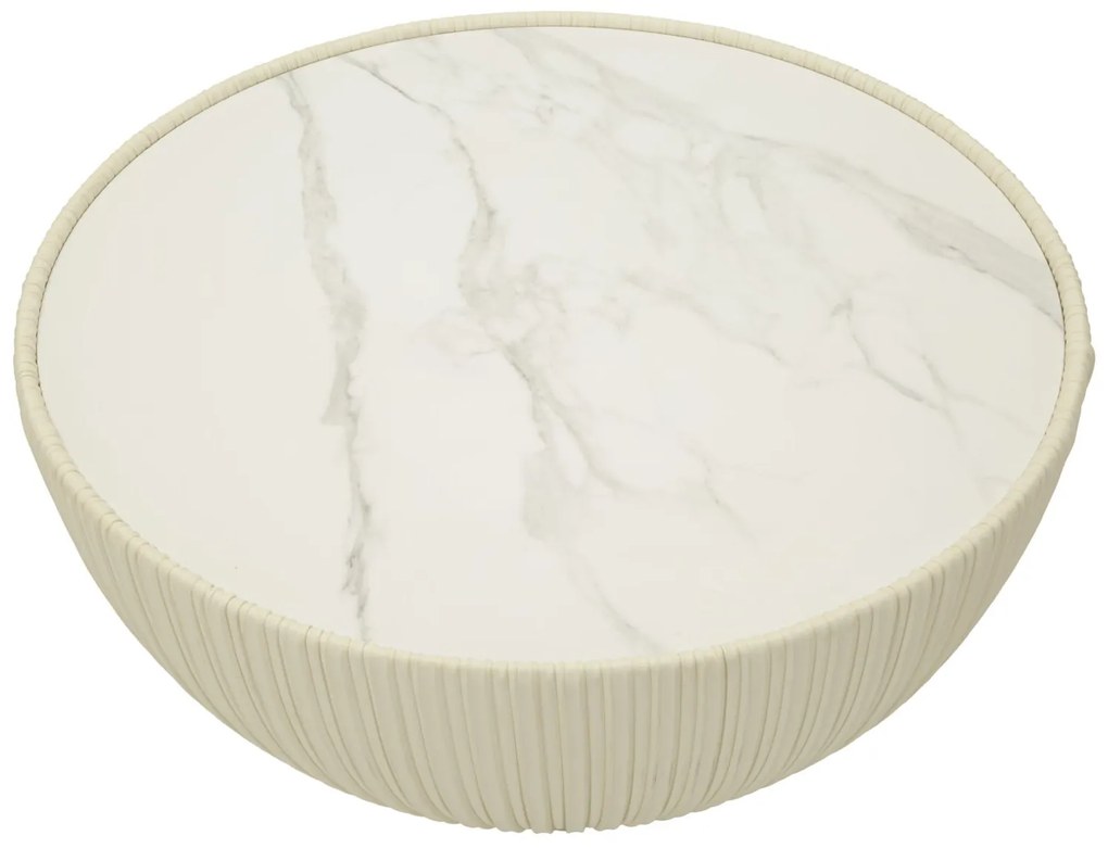 MESA DE CENTRO ELGE Ø 71X38 CM CREME, DOURADO E BRANCO