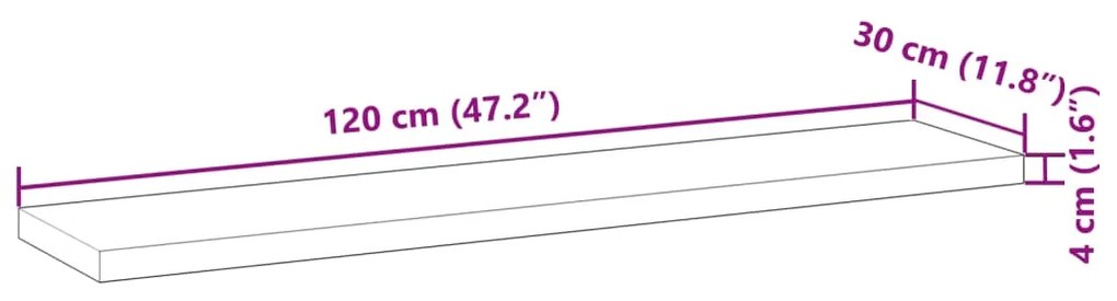 Prateleira flutuante 120x30x4 cm acácia maciça não tratada