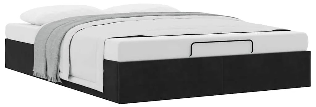 Estrutura de cama otomana sem colchão 140x200 cm veludo preto