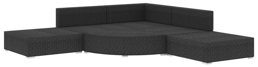 6 pcs conjunto lounge de jardim c/ almofadões vime PE preto