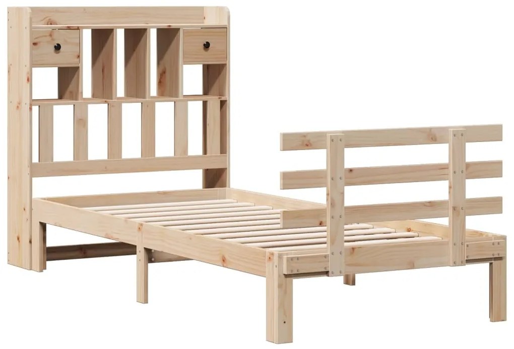 Cama com estante sem colchão 100x200 cm pinho maciço