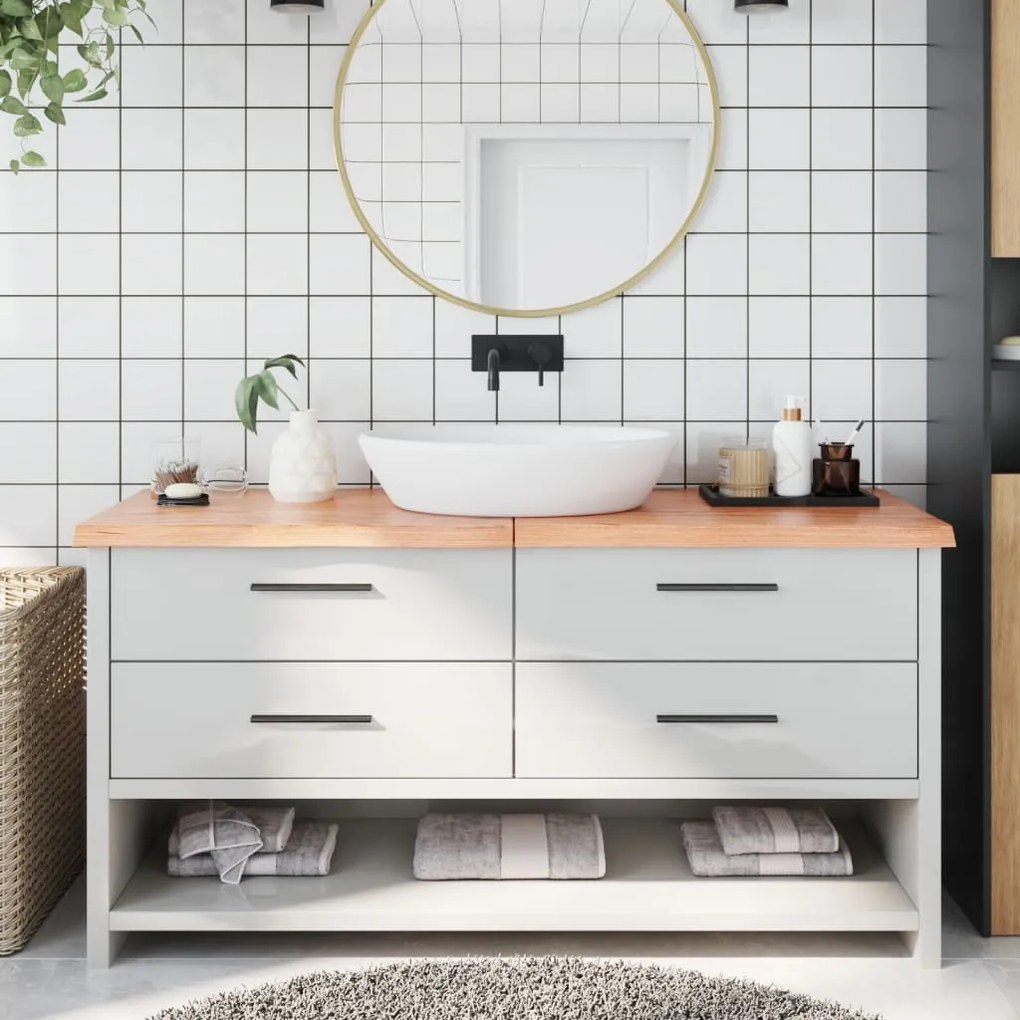vidaXL Bancada p/ WC 160x50x(2-4) cm madeira maciça tratada castanho