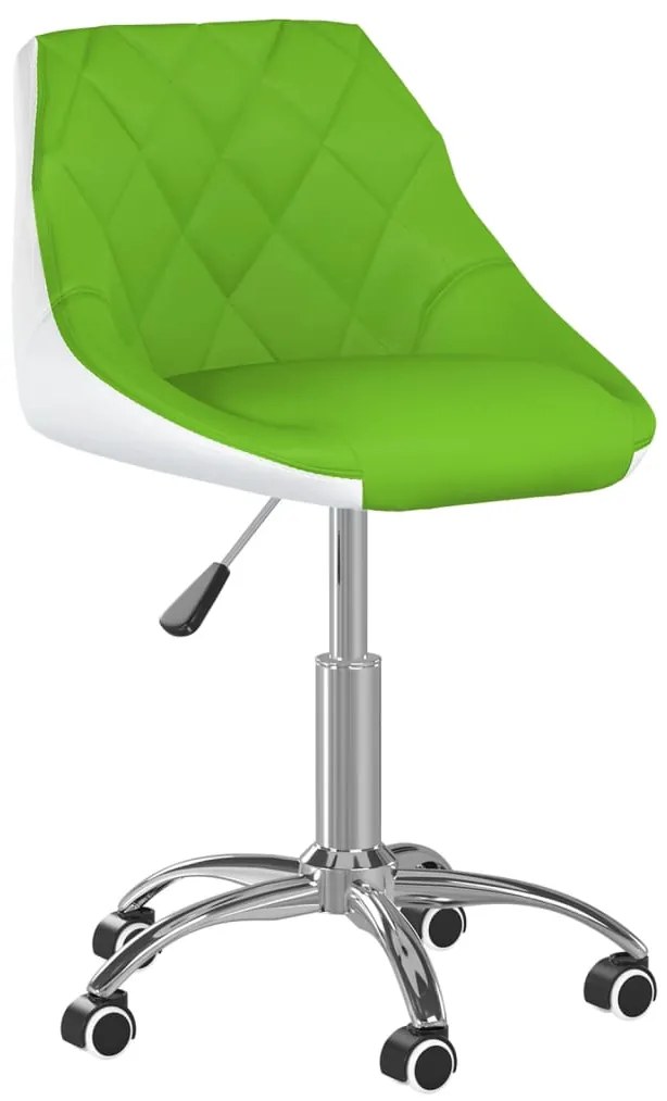 vidaXL Cadeira de jantar giratória couro artificial verde e branco