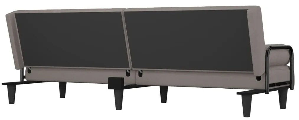Sofá-cama com apoio de braços tecido cinzento-acastanhado