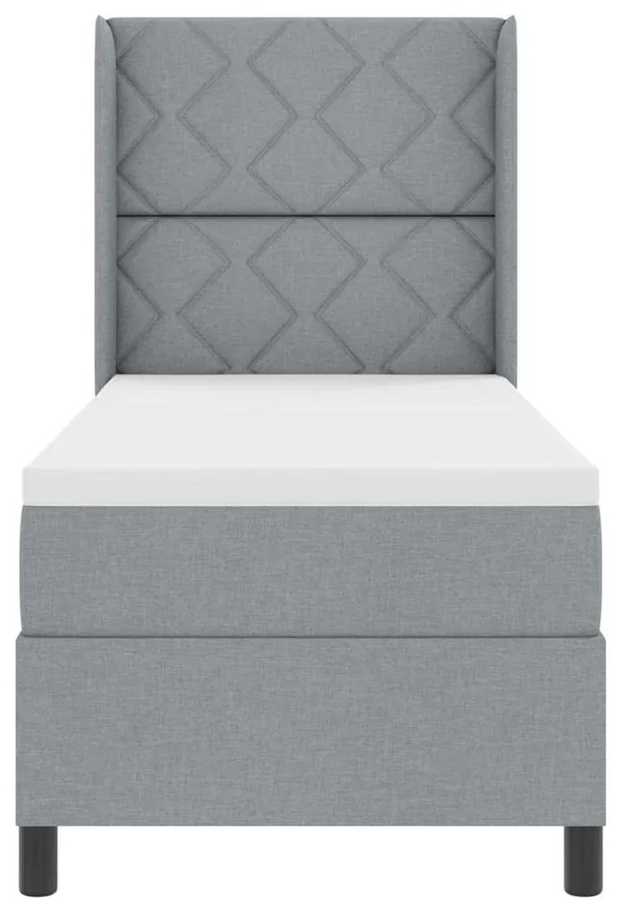 Cama com Estrado e Colchão Cinza Claro 90x190 cm em Tecido