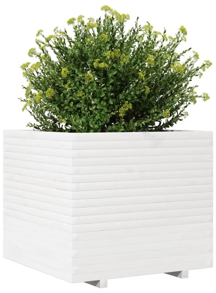 Vaso/floreira de jardim 80x80x72 cm pinho maciço branco
