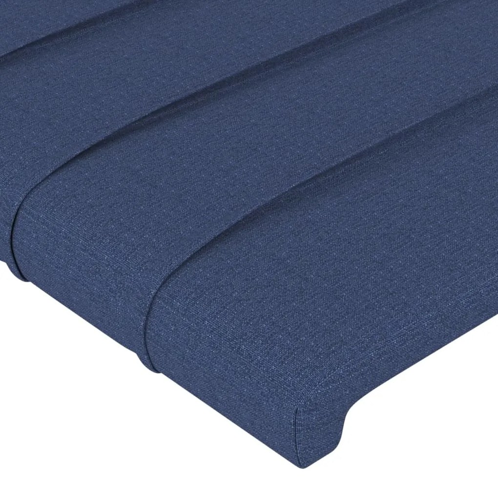 Cabeceira cama c/ LED tecido 144x5x118/128 cm azul