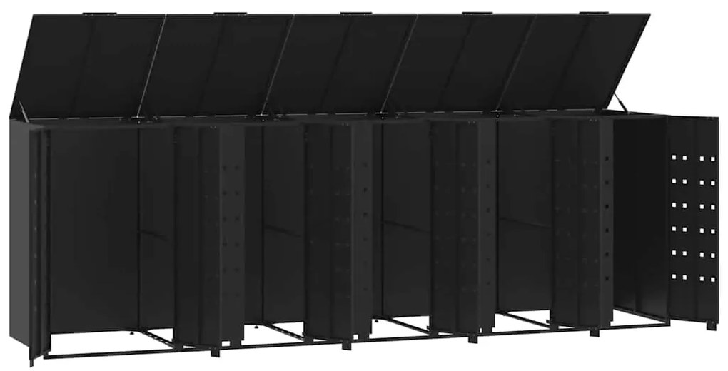 Abrigo para 5 caixotes do lixo 345x79x117 cm aço preto
