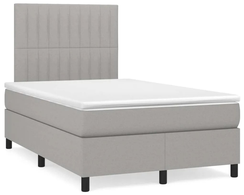 vidaXL Cama box spring c/ colchão e LED 120x190 cm tecido cinza-claro