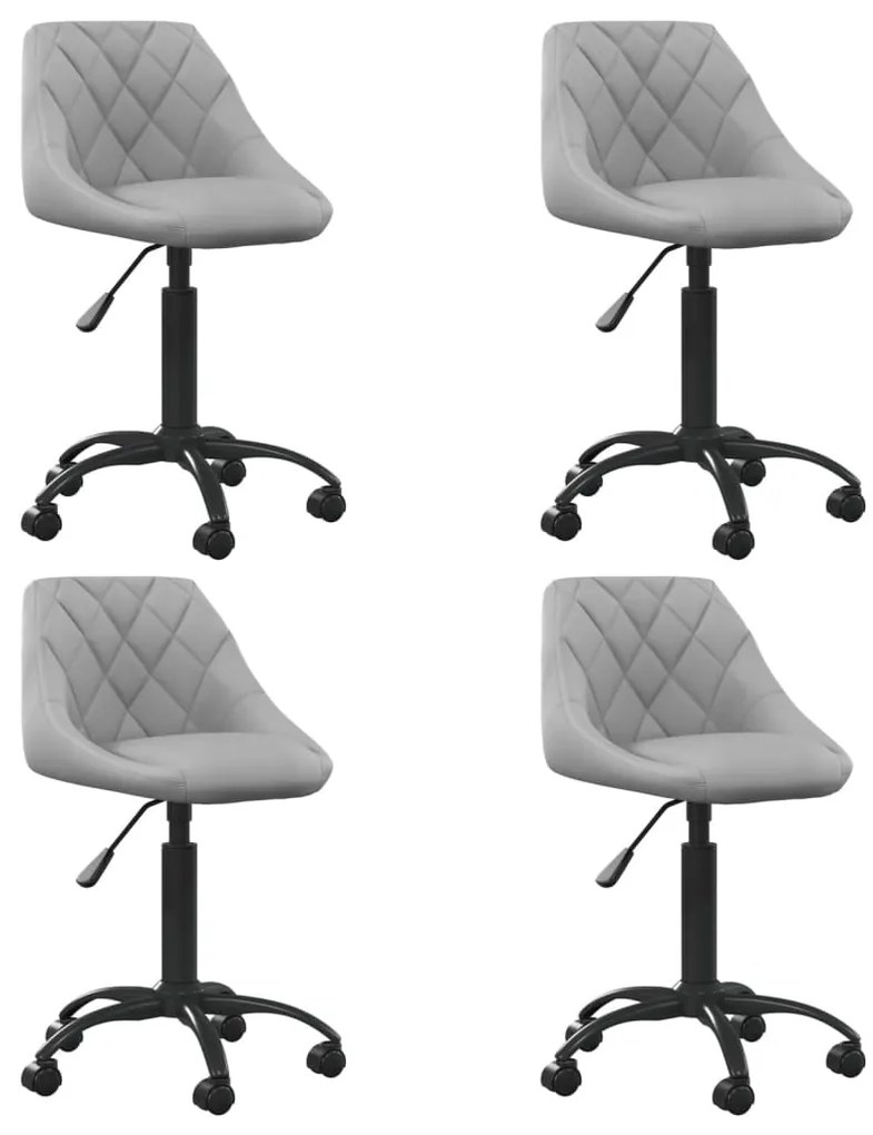 vidaXL Cadeiras de jantar giratórias 4 pcs veludo cinzento-claro