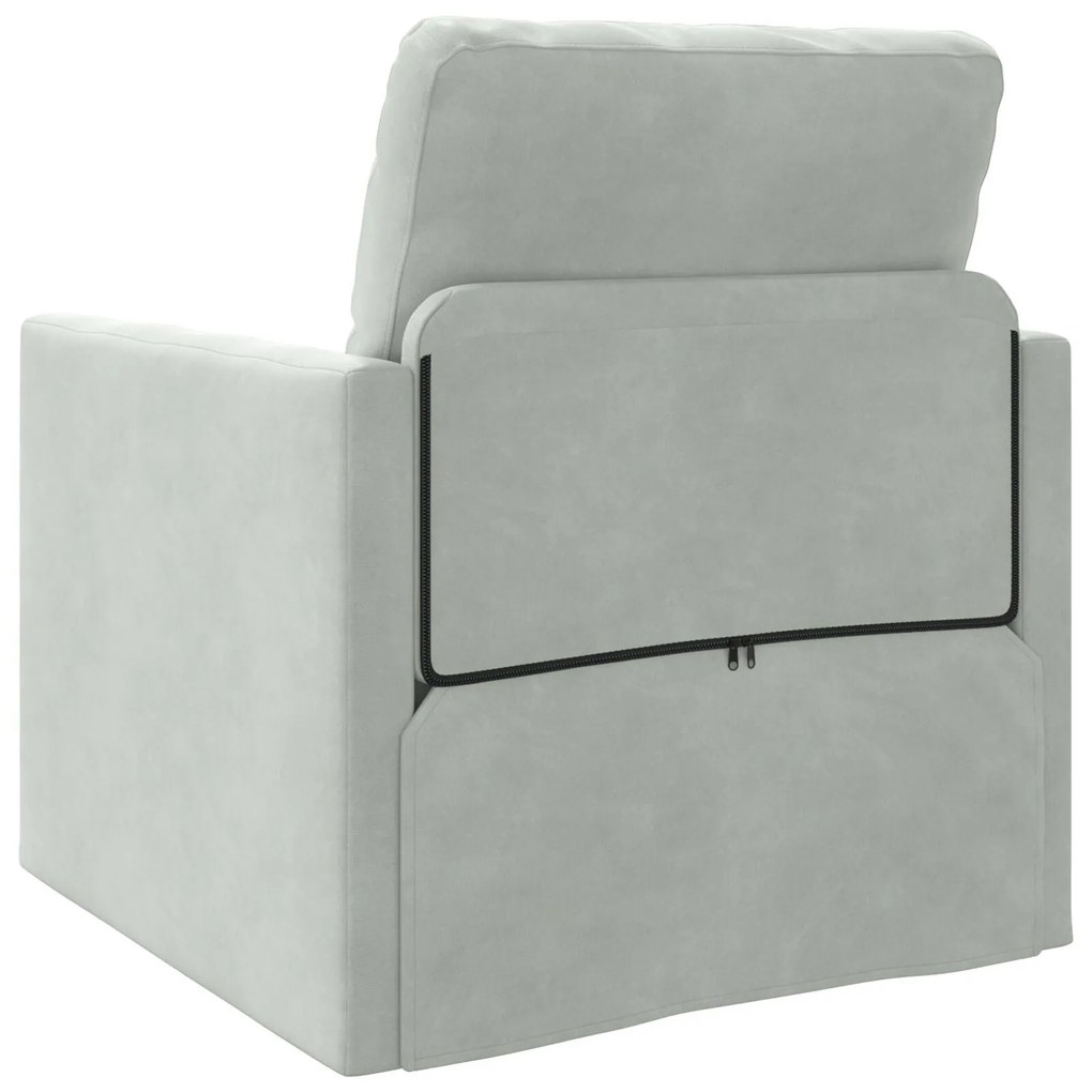 Sofá de Andar vidaXL Individual Conversível Veludo 74x77x81 cm Cinza C