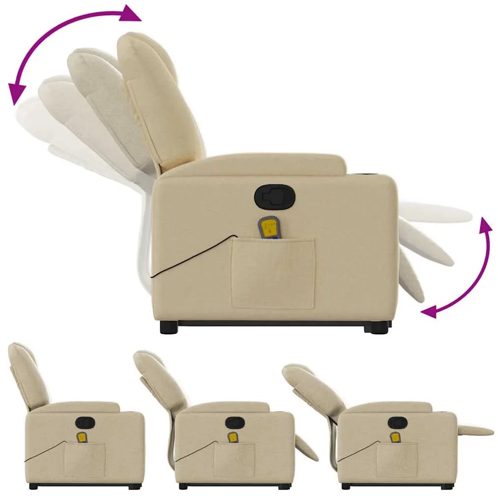 Poltrona elevatória de massagens tecido cor creme