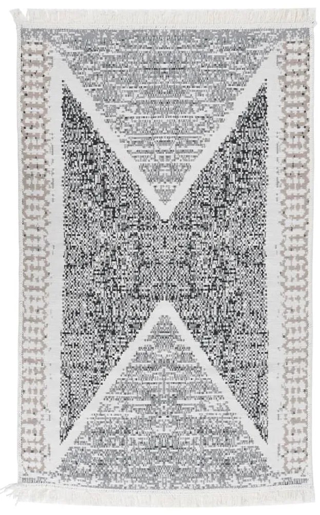 vidaXL Tapete 160x230 cm algodão preto e cinzento