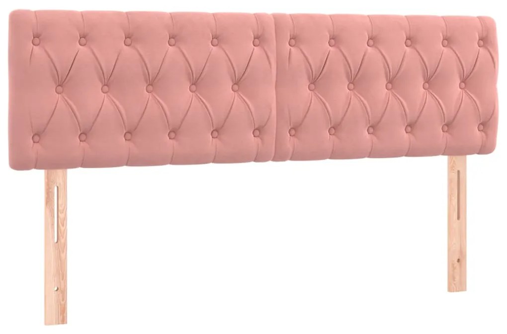 Cama box spring c/ colchão/LED 140x200 cm veludo rosa