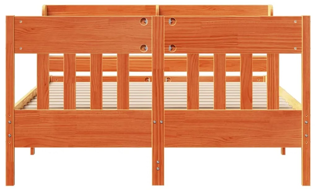 Cama sem colchão 120x190 cm madeira pinho maciça castanho-mel