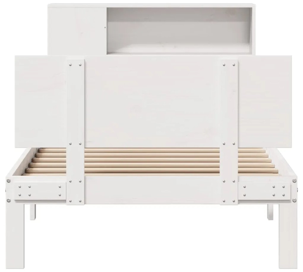 Cama com estante sem colchão 90x200 cm pinho maciço branco