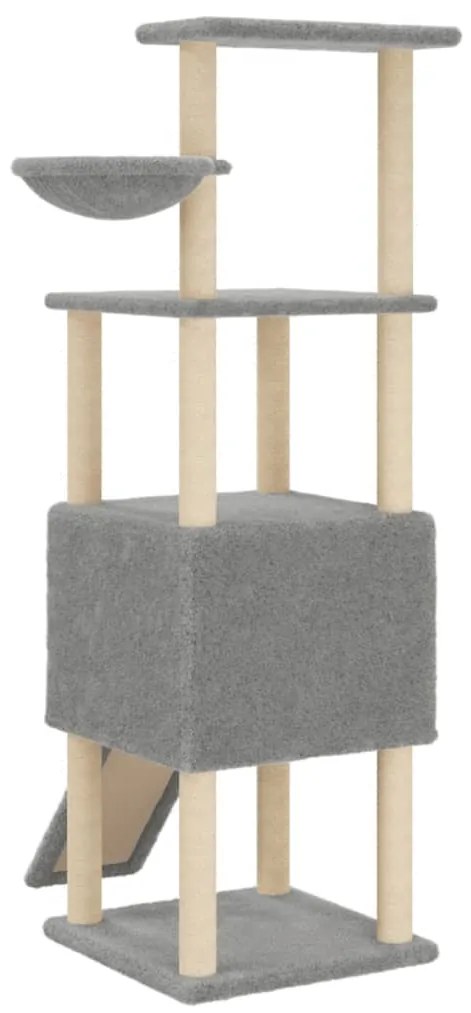 Árvore p/ gatos c/ postes arranhadores sisal 153 cm cinza-claro