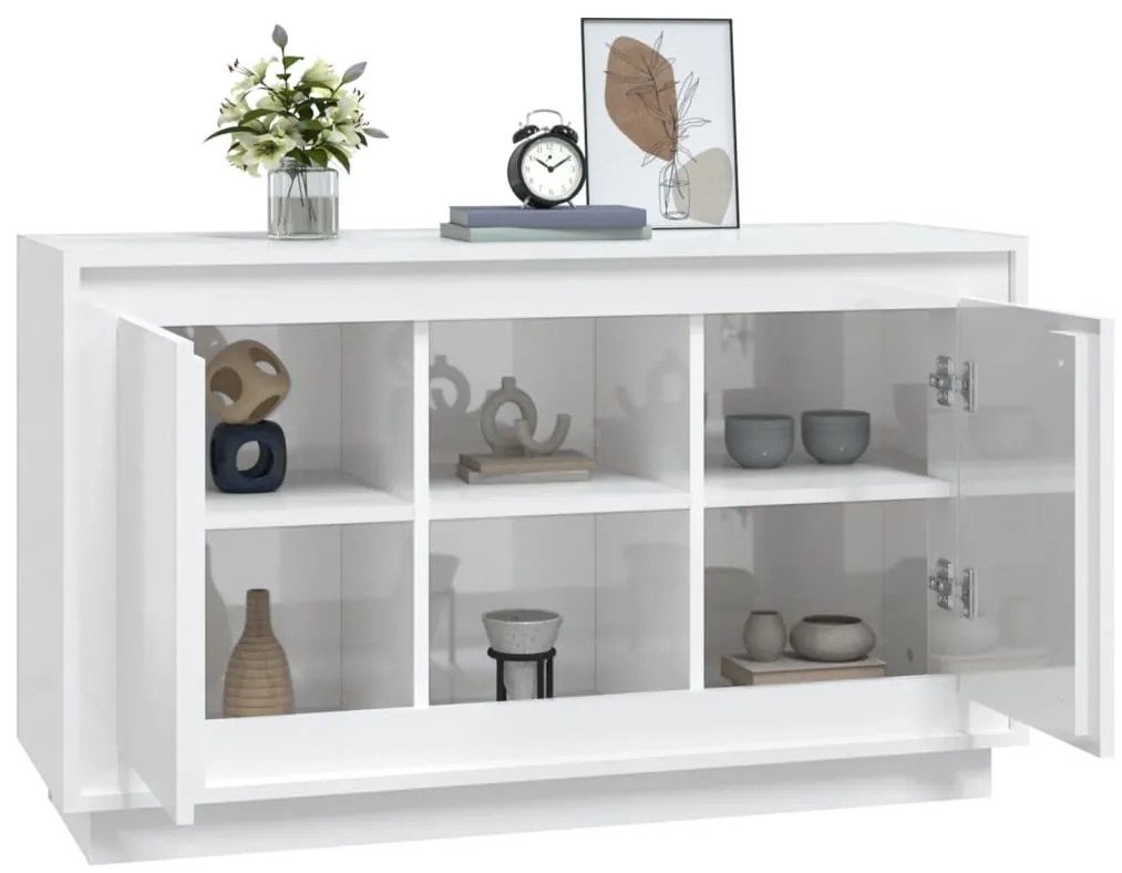 Aparador 102x35x60 cm derivados de madeira branco brilhante