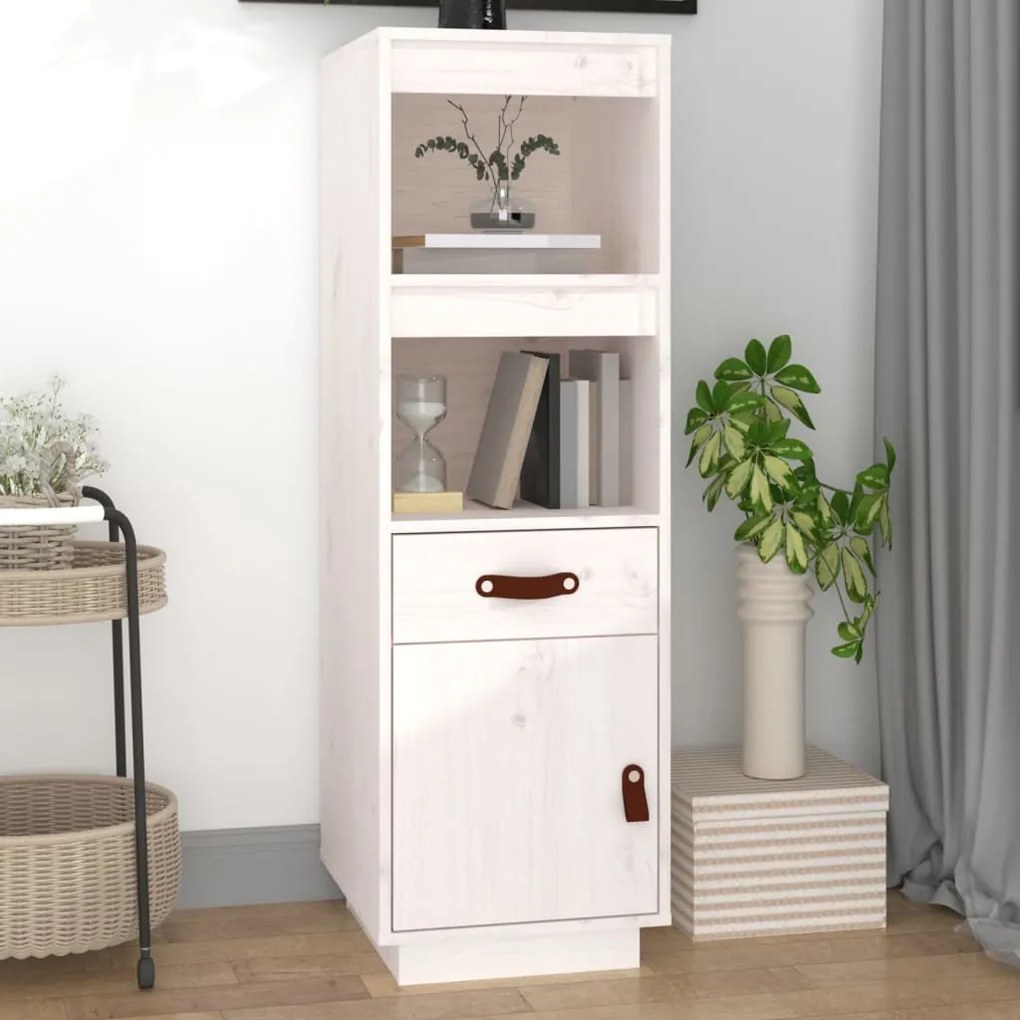 vidaXL Aparador alto 34x40x108,5 cm pinho maciço branco