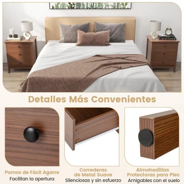 Mesinha de cabeceira com 3 gavetas 56 x 45 x 66 cm cor nogueira