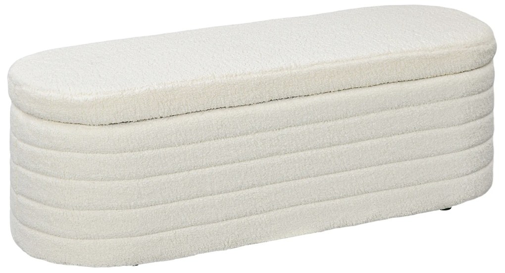 HOMCOM Banco de Final de Cama Banquete Baú de Armazenamento 2 Em1 Acolchoado Falece Estrutura de Madeira Banco de Armazenamento Creme | Aosom Portugal