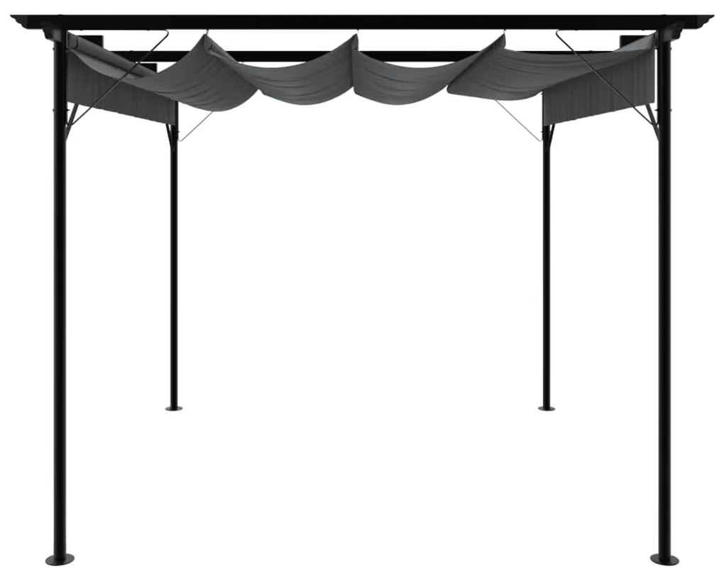 Pérgola com toldo retrátil 3x3 m 180 g/m² aço antracite