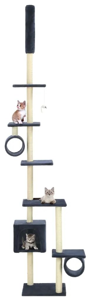 170536 vidaXL Árvore gatos c/ postes arranhadores sisal 260 cm azul escuro