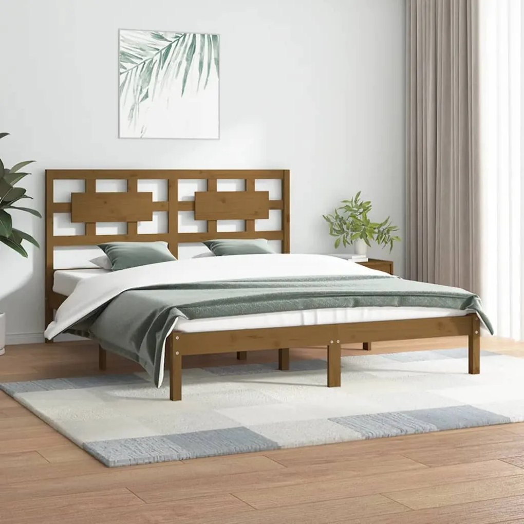 3107366 vidaXL Estrutura de cama 160x200 cm madeira pinho maciço castanho mel