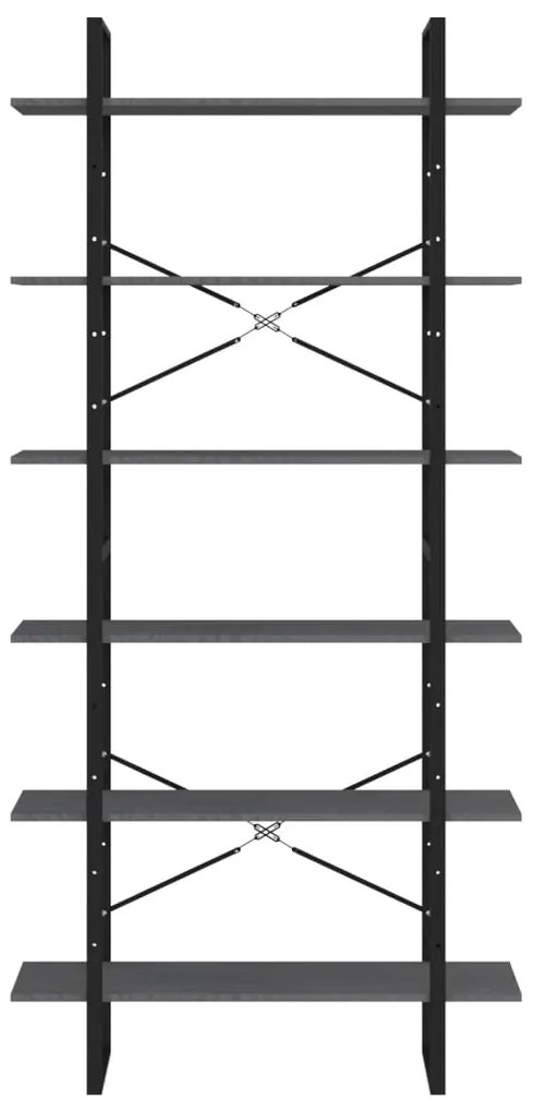 Estante alta 100x30x210 cm madeira de pinho maciça cinzento