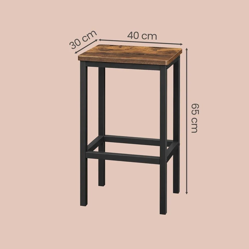 Conjunto 2 bancos de bar 40 x 30 x 65 cm castanho-preto