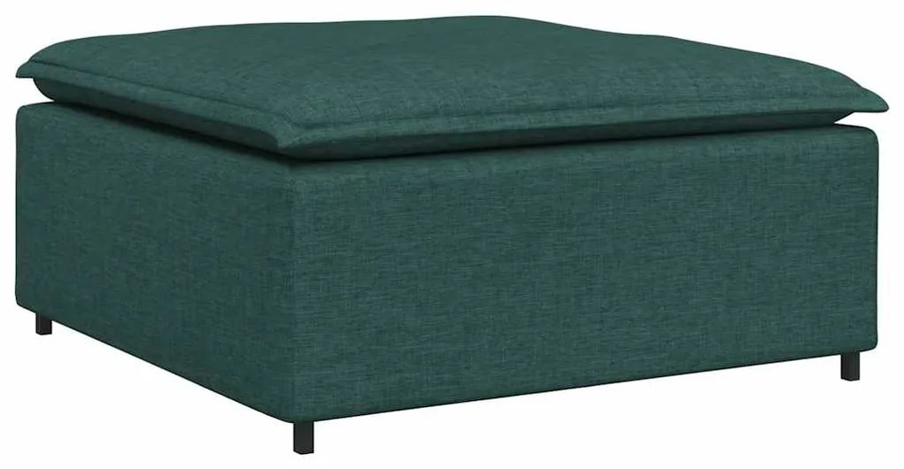 Sofá modular com pufes e almofadas tecido verde-escuro