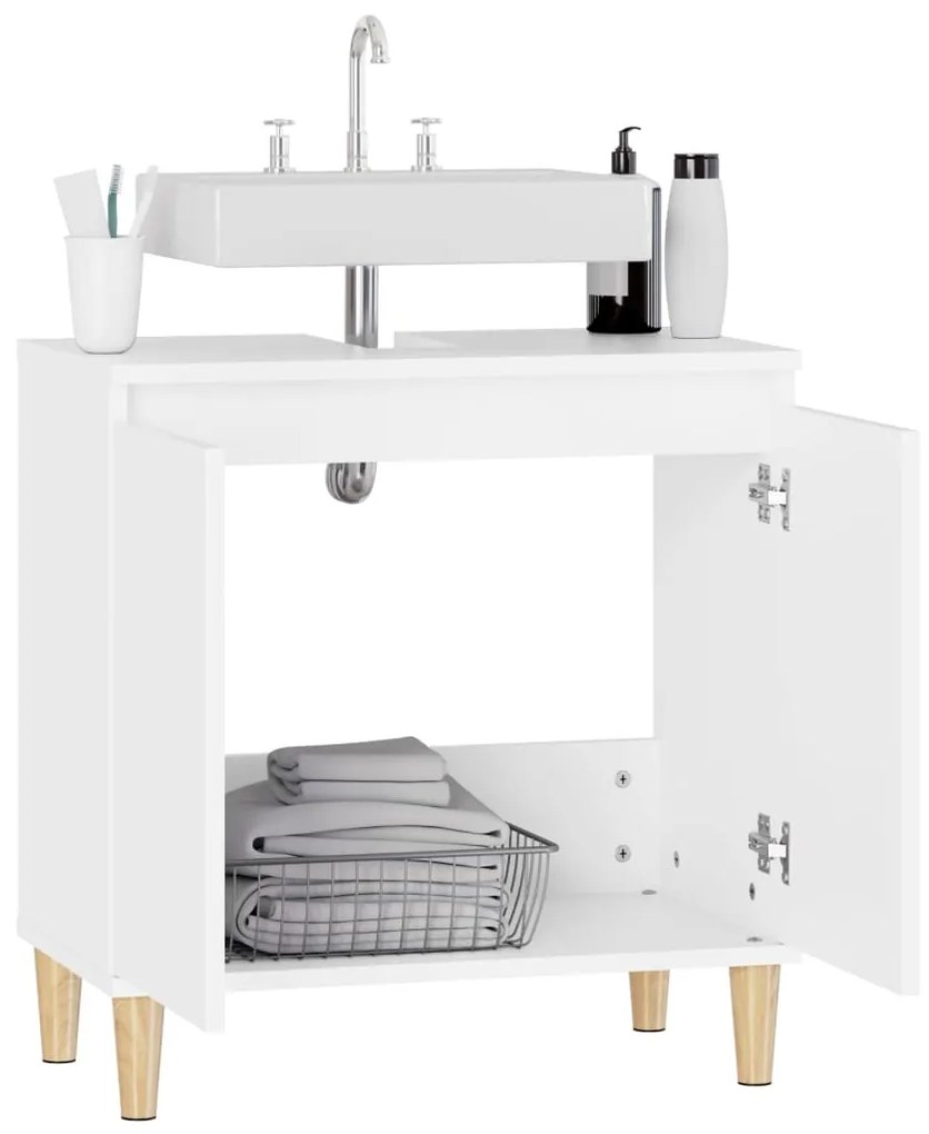 Armário de lavatório 58x33x60 cm derivados de madeira branco