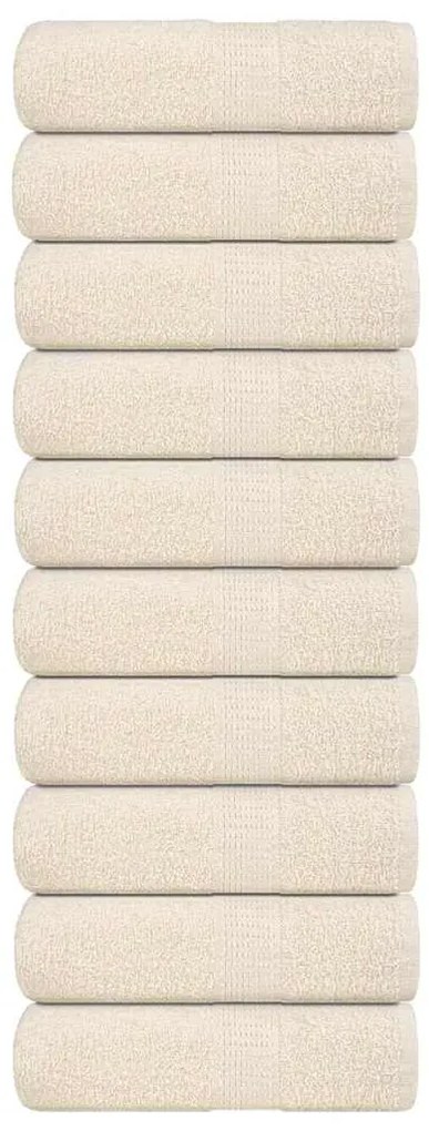 vidaXL Toalhas de rosto FROGN 10 unidades Creme 30x30 cm 360 g/m²