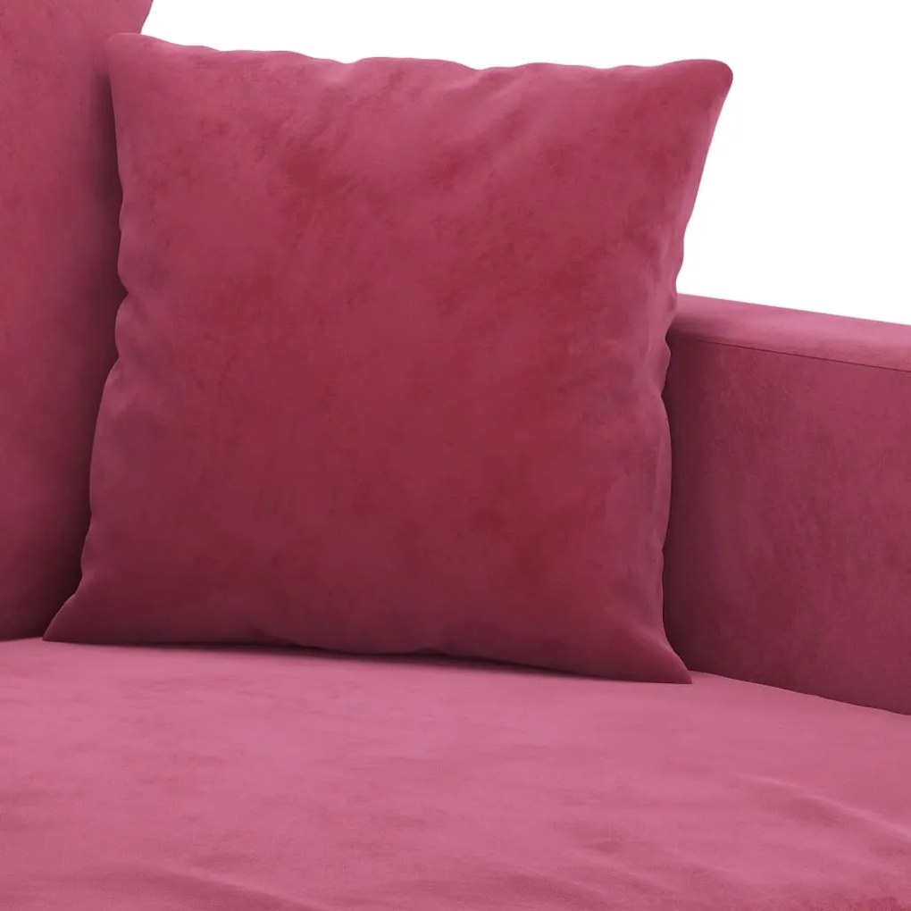 Sofá de 3 lugares veludo 180 cm vermelho tinto