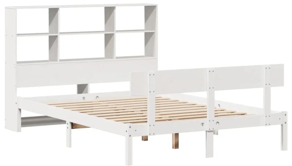 Cama com estante sem colchão 140x190 cm pinho maciço branco