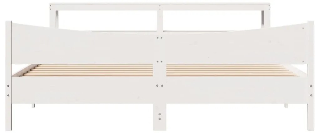 Estrutura de cama com cabeceira 200x200 cm pinho maciço branco