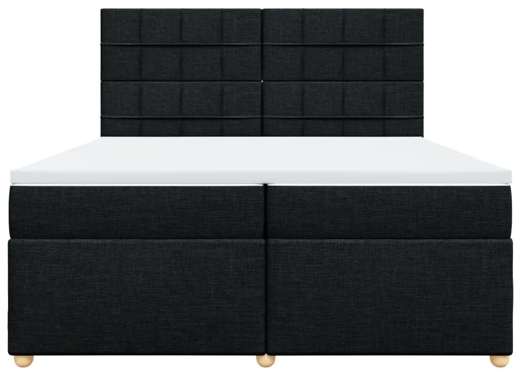 Cama com molas/colchão 200x200 cm tecido preto