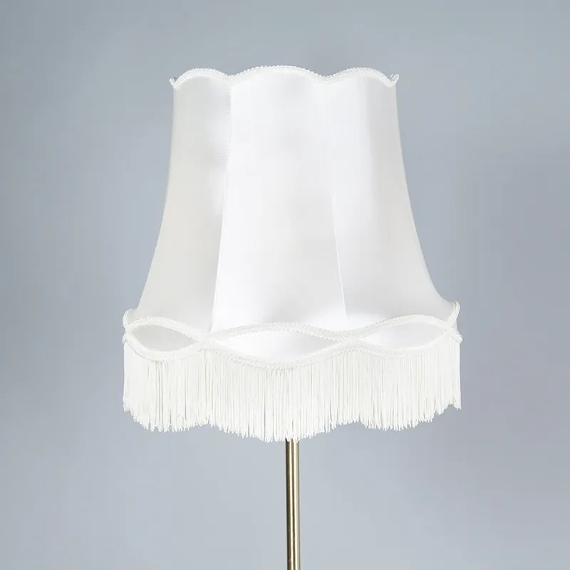Candeeiro de pé retro em latão com abajur Granny creme 45 cm - Kaso Retro