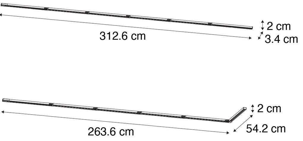 Sistema ferroviário moderno preto monofásico 300cm - Iconic