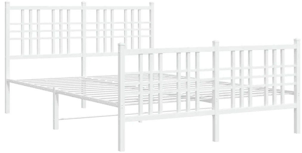 Estrutura de cama com cabeceira e pés 137x190 cm metal branco