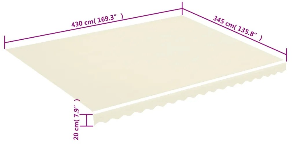 Tecido de substituição para toldo 4,5 x 3,5 m cor creme