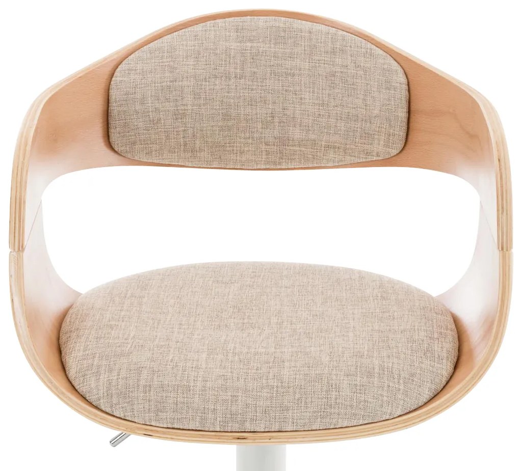 Banco de bar Kingston em tecido e com estrutura cromada 50 x 88-102 x 48 cm Creme + Cor Natural