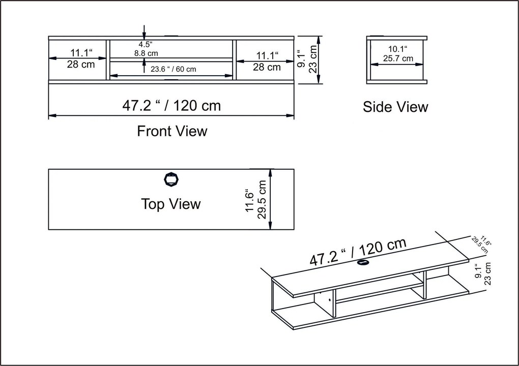 Suporte de TV Pivot – Branco – 120x23x29,5 cm